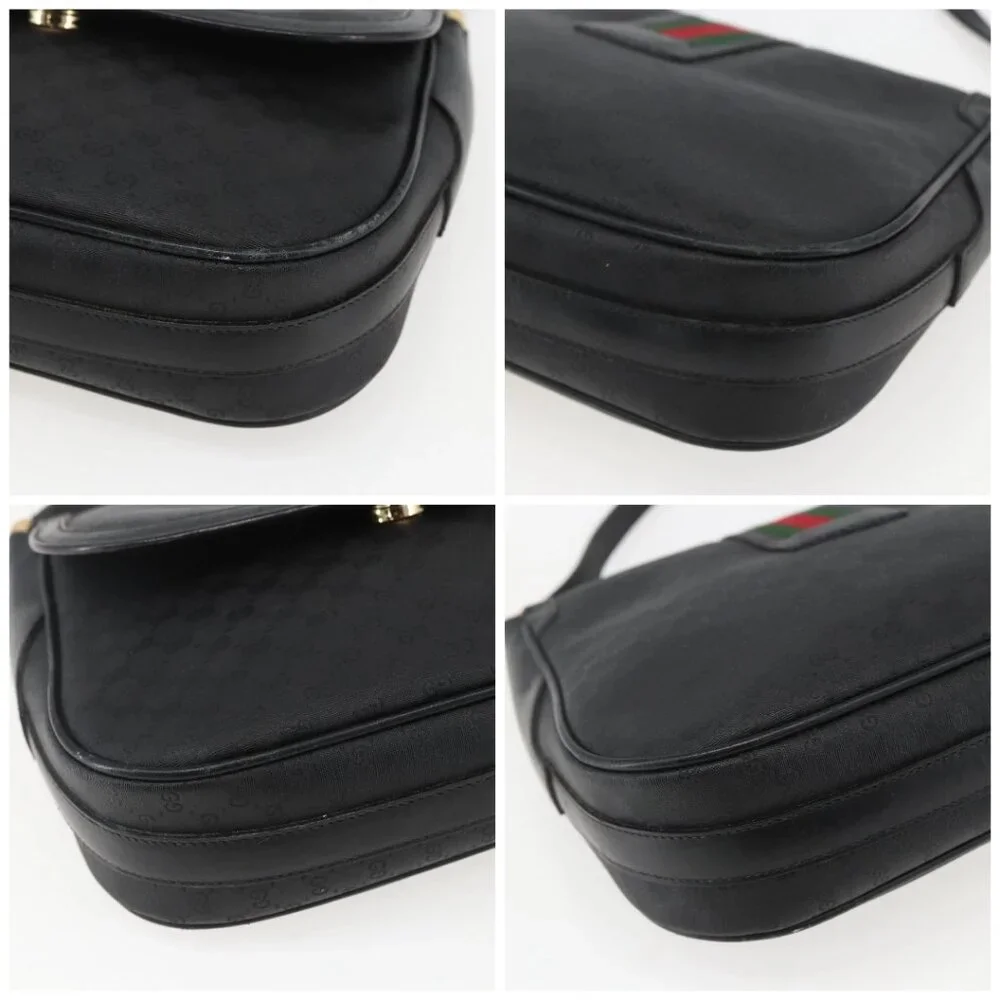 GUCCI Micro GG Supreme Web Sherry Line Bag PVC Black 001 115 0914 Auth 157221